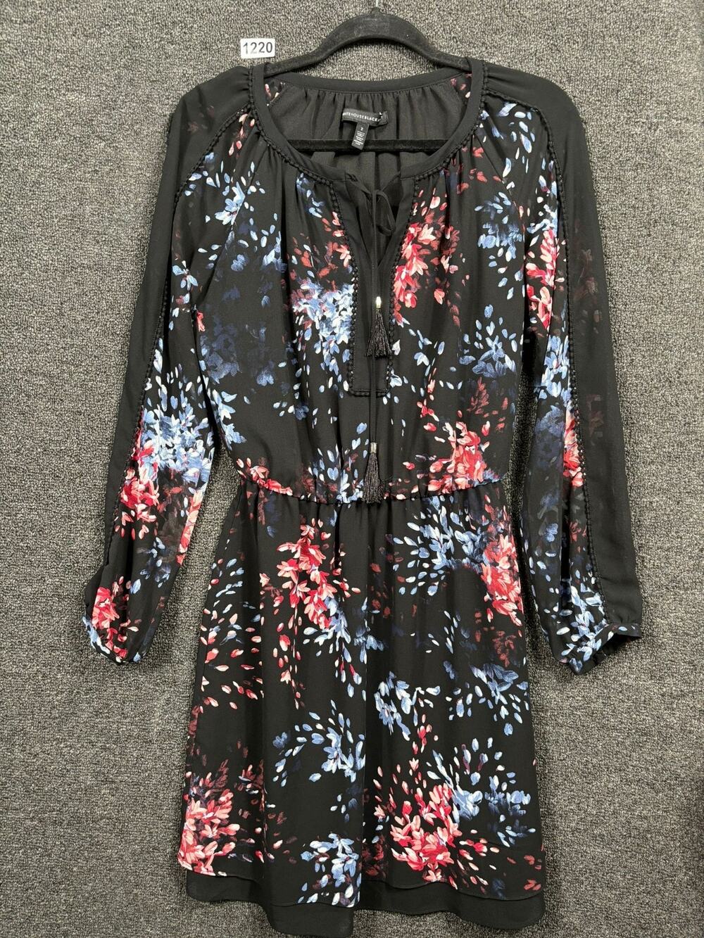 White House Black Market Womens Size 2 Floral Sheer Polyester Tassel Tie Dress